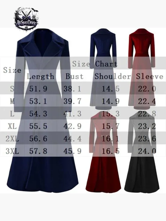 Long Victorian Trench Coat Double Breasted Winter Jacket Polyester - Picture 7 of 7